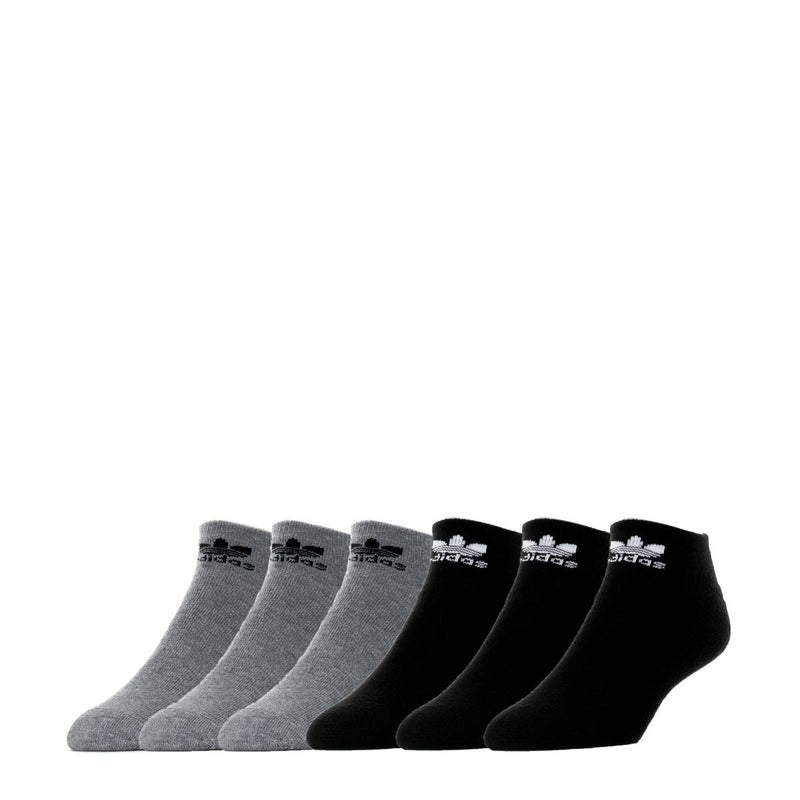 Six-pack no-show socks in heather grey and black