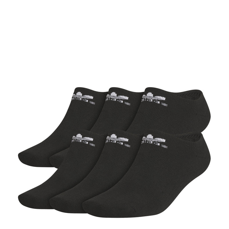 Black no-show socks, 6-pack with small logo at cuff