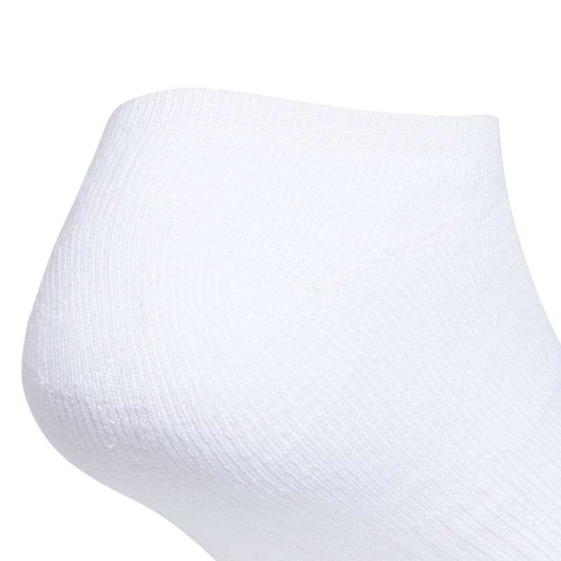 White no-show socks with ribbed knit cuff and rounded toe