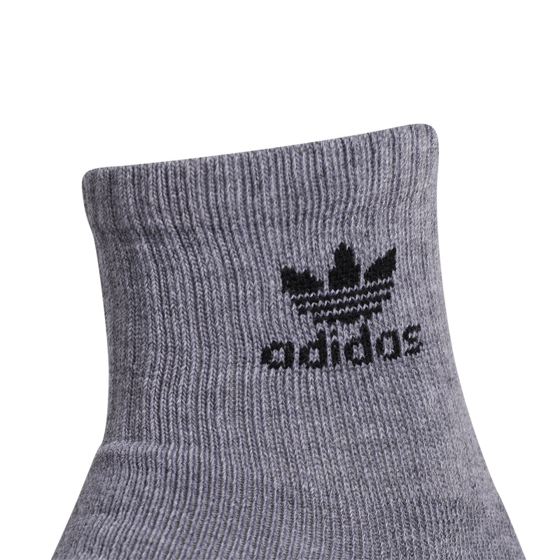 Heather grey crew sock with black adidas logo at the ankle