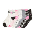 6-pack low-cut socks, ivory pink black with stars and stripe patterns