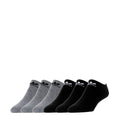 6-pack no-show socks in heather gray and black, medium height