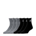 6-pack quarter socks in heather grey and black with Adidas logo