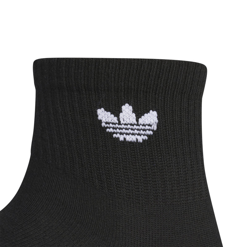 Black quarter sock with white stitched logo at the cuff