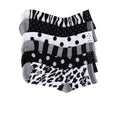 6-pack quarter socks in zebra, polka dot, stripe, leopard prints with contrast cuffs