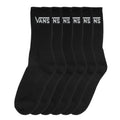 Black unisex crew socks 6-pack with white Vans logo and NS lettering
