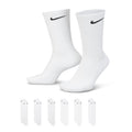 6-pack cushioned crew socks, white with black Nike Swoosh, pair view