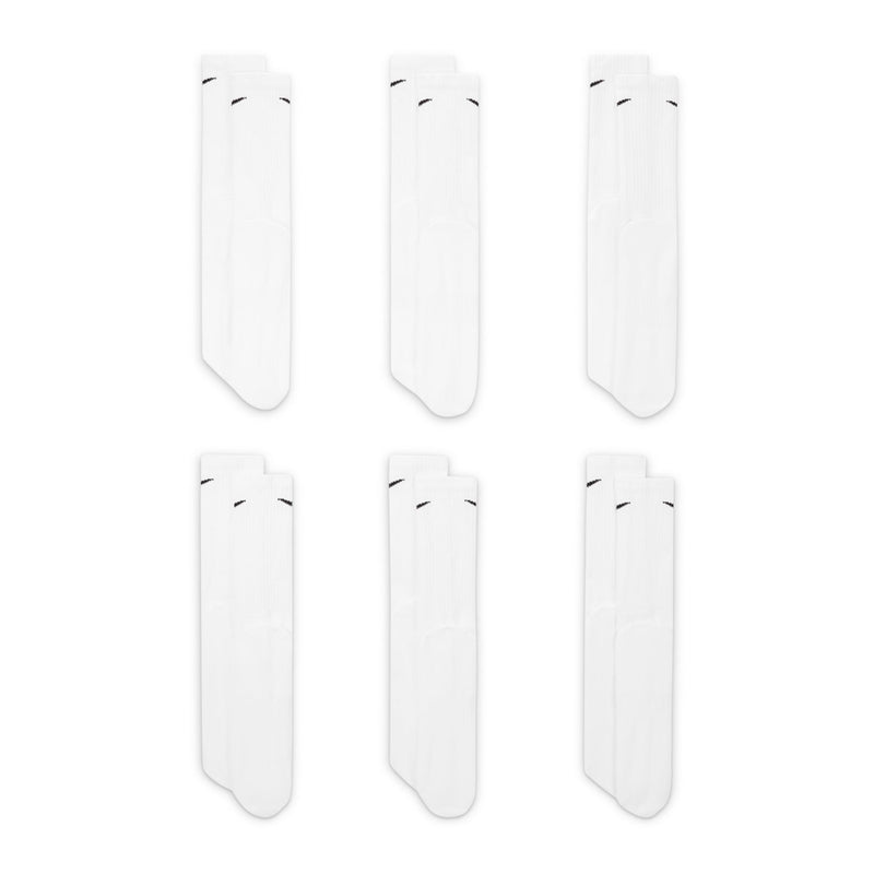 6-pack crew socks, white with black Nike Swoosh, alternate folded view