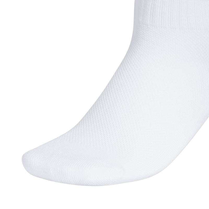 White youth crew sock with smooth knit and small logo at ankle