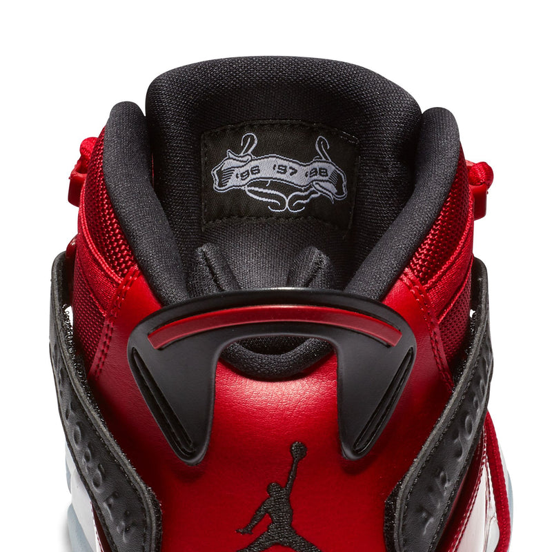 Men's red high-top shoe heel with black lining and Jumpman logo