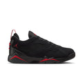 Men's black low-top sneaker with red trim, lace-up design, and Air Jordan logo