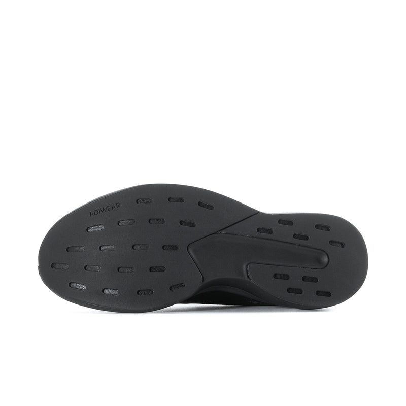 Men's black running shoe outsole with patterned tread