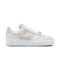 Women's Air Force 1 sneakers in white with lilac accents, front quarter view