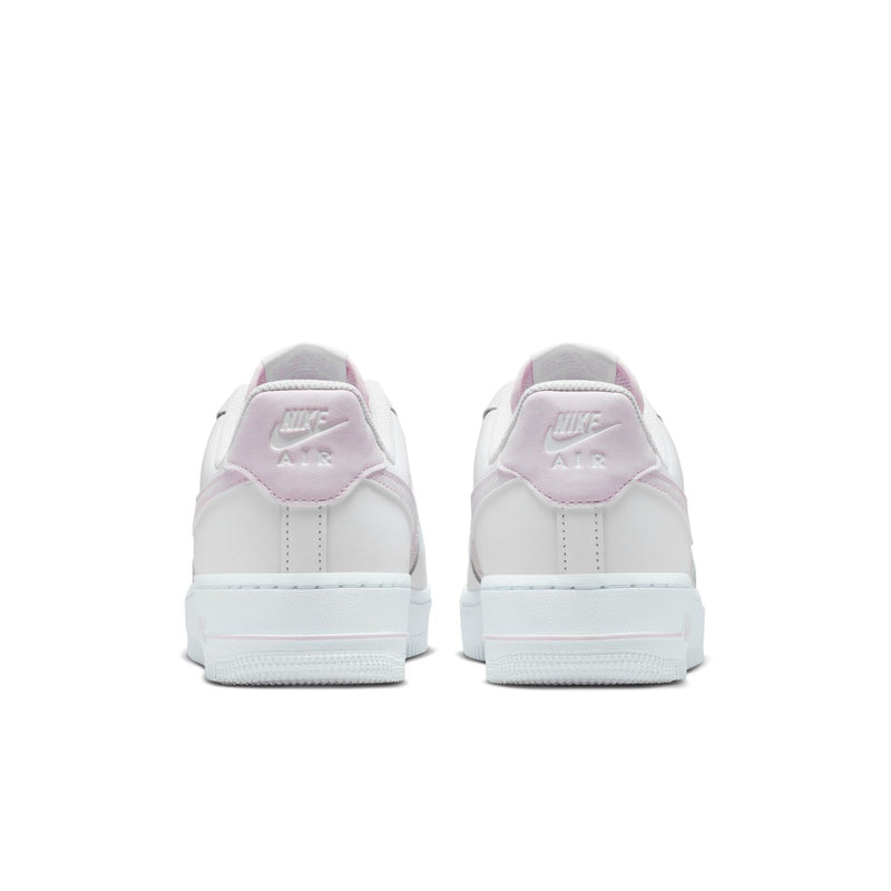 Women's Air Force 1 sneakers, white leather with lilac heel tab, back view