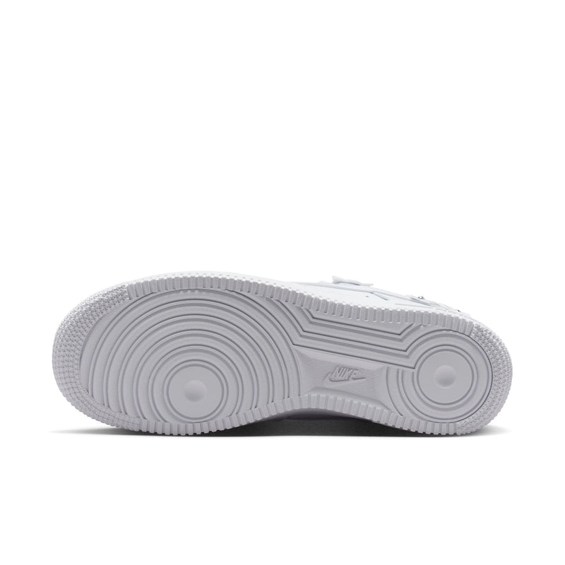 White Nike Air Force 1 outsole with circular tread pattern and molded rubber grip