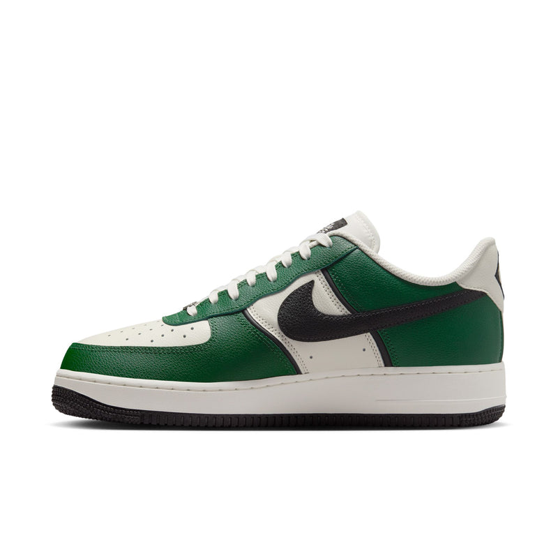 Men's Nike Air Force 1 Low sneakers, profile view in fir green with black swoosh
