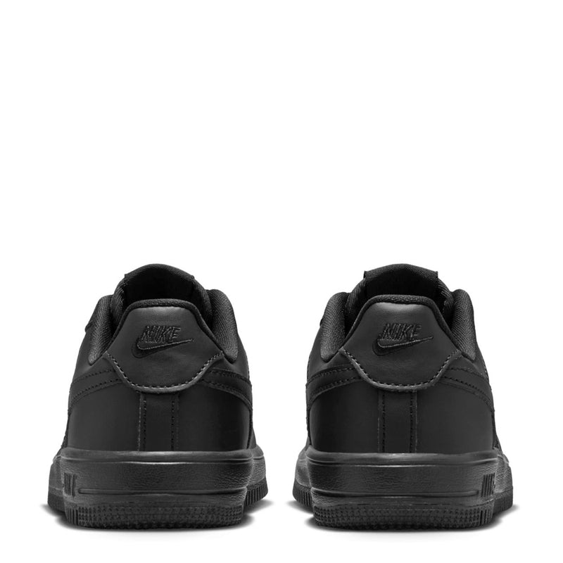 Kids' black Nike Air Force 1 low-top sneakers, heel view