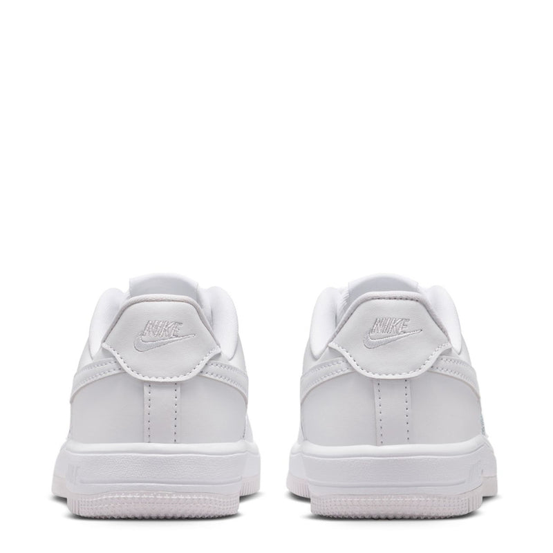Kids white low-top sneakers with heel tab and rear Nike logo