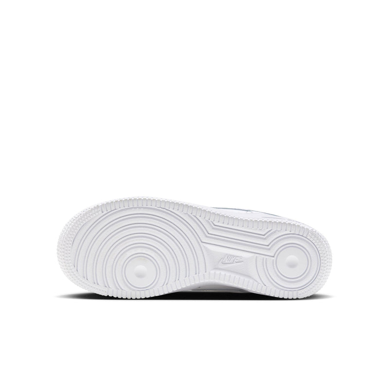 Youth low-top sneaker outsole, white rubber traction with circular pivot point