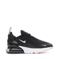 Kids black knit Air-cushion sneakers, white Swoosh, visible Air unit at heel