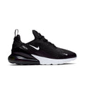 Men's Air Max 270 sneakers in black mesh, white sole, dark air unit with red accent