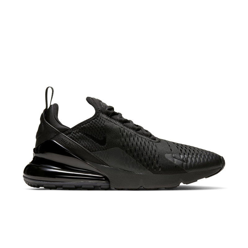 Men's Air Max 270 black sneaker with visible air cushioning at the heel