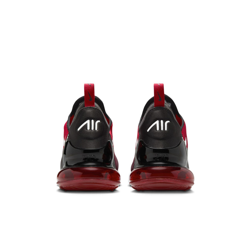 Men's Nike Air sneakers, heel view with black air sole and red heel tabs.