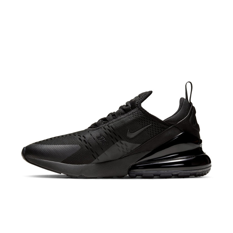 Black mesh sneaker with swoosh logo and layered midsole air window