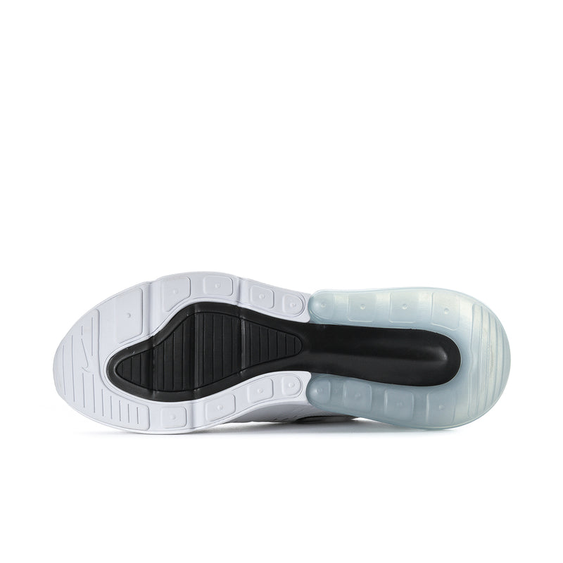 White sneaker outsole with black tread and transparent Air heel window