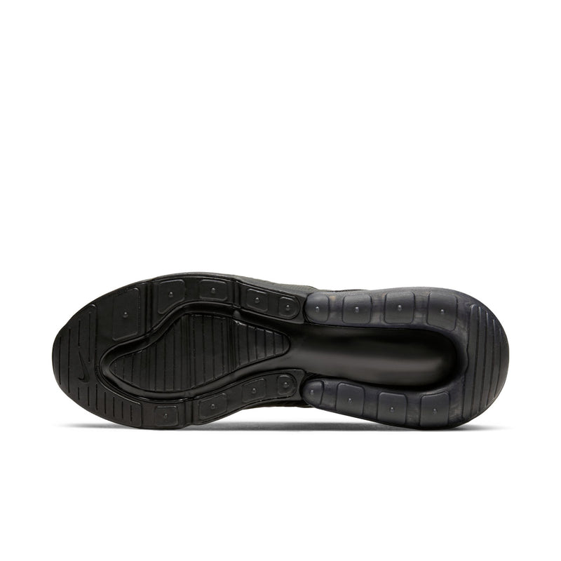 Black rubber outsole with tread pattern and rear air capsule