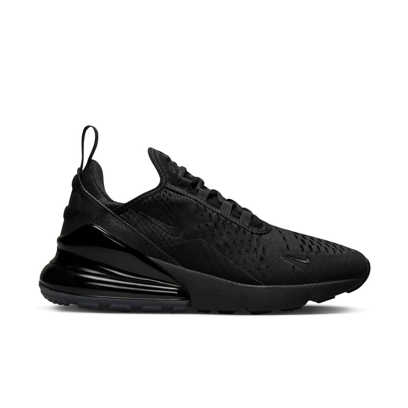 Women's black Nike Air Max 270 lace-up sneaker with sculpted sole and Air window