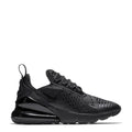 Youth Air Max 270 sneakers, black mesh upper with laces and visible air sole unit