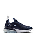 Youth Air Max 270 sneakers in dark navy, white midsole, visible Air heel