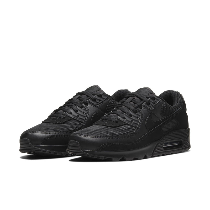 Men's black Nike sneakers with mesh upper, lace-up front, and Air sole cushioning