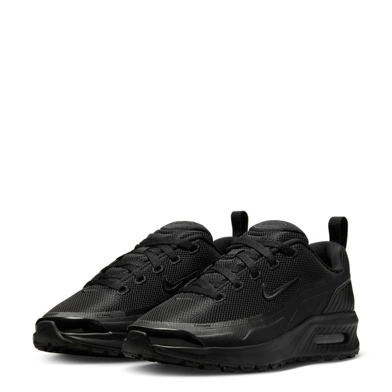 Black youth Nike Air Max Bia sneakers, angled front view with two pairs