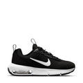 Youth Nike Air Max sneaker in black with white swoosh and visible Air unit