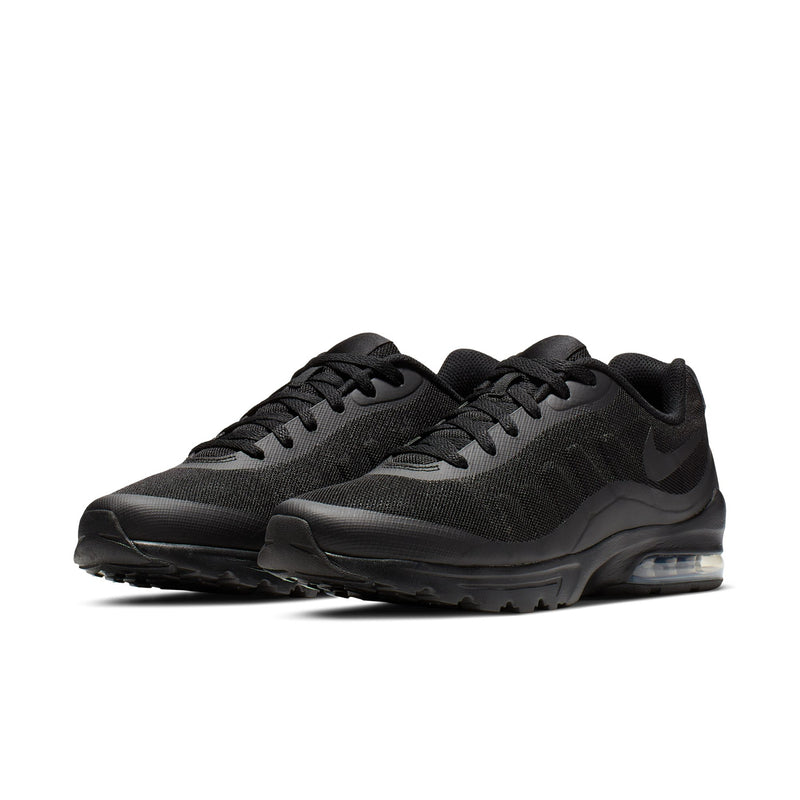 Men's black lace-up sneakers with textured upper and visible Air heel