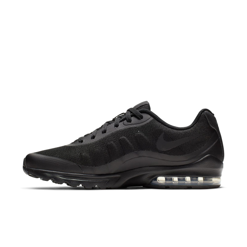 Men's black mesh lace-up running shoes with Air heel cushioning