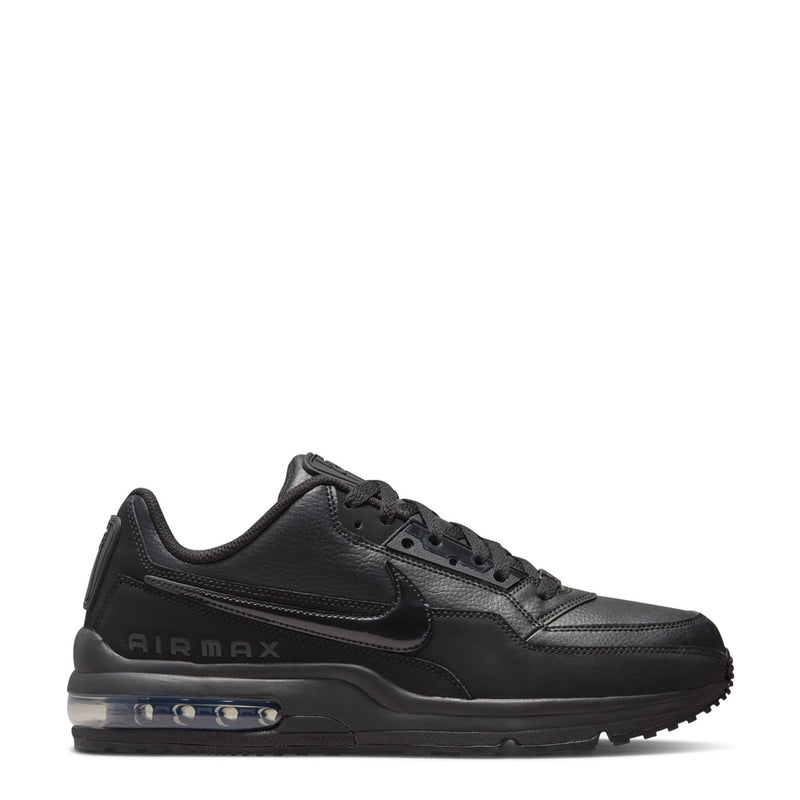 Black men's Air Max LTD 3 sneakers, side view with Swoosh and air unit.