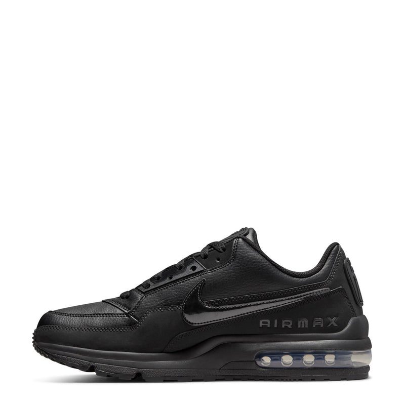 Black men's Air Max LTD 3 sneakers, angled side view with Swoosh and air window.
