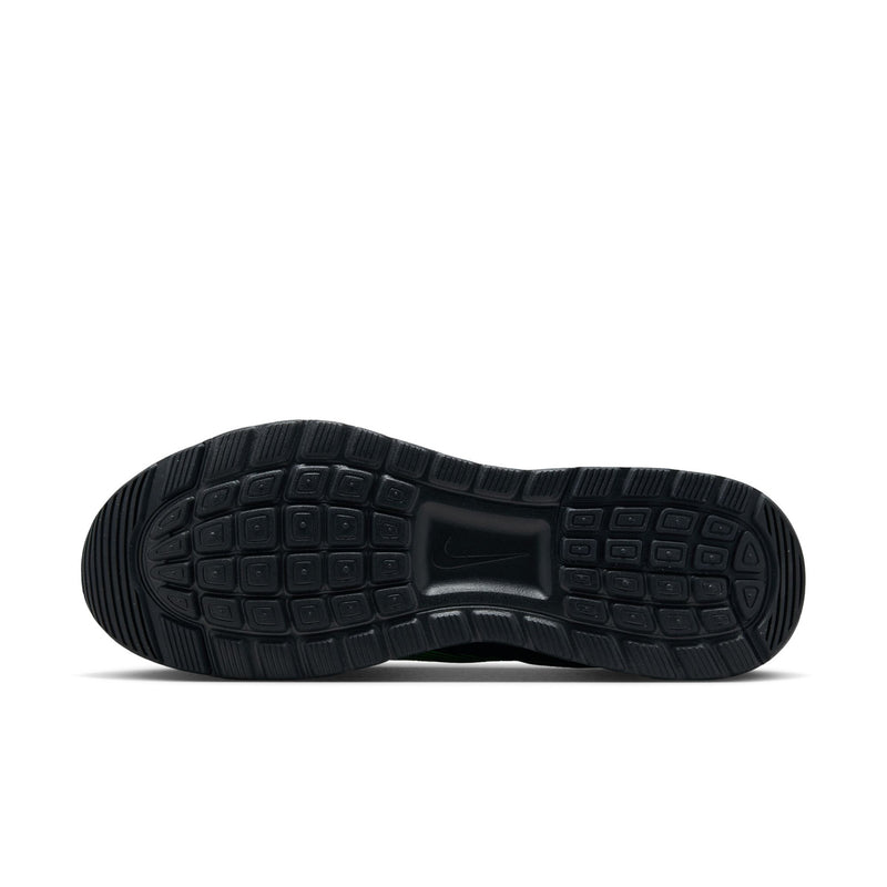 Men's black rubber outsole with textured tread pattern and center traction zone