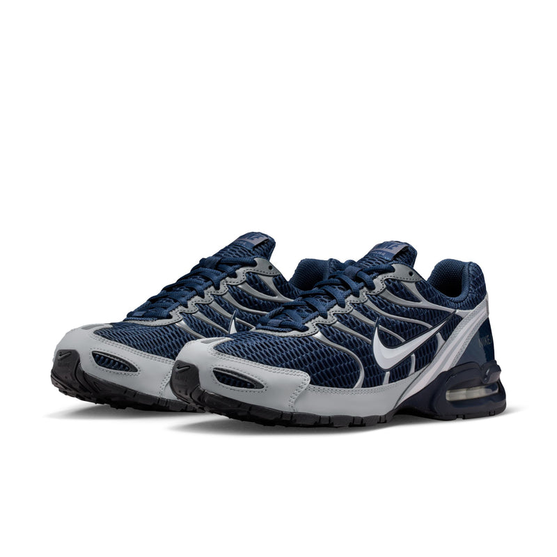 Men's Nike Air Max Torch 4 low-top sneakers, navy mesh with silver swoosh overlays