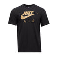 Men's black reflective tee with gold Nike swoosh and AIR lettering