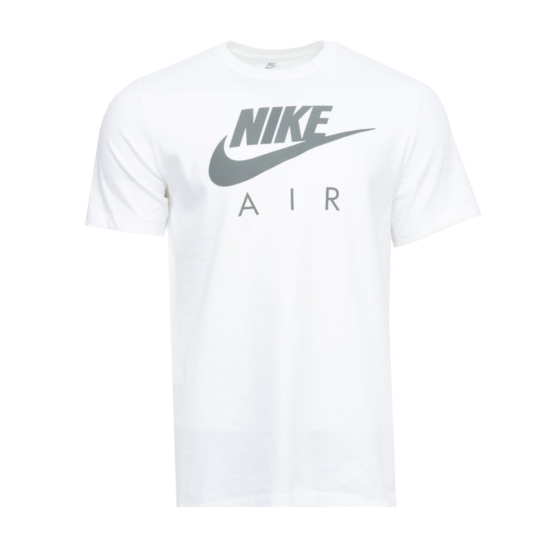 Men's white reflective graphic T-shirt with NIKE Air logo on front