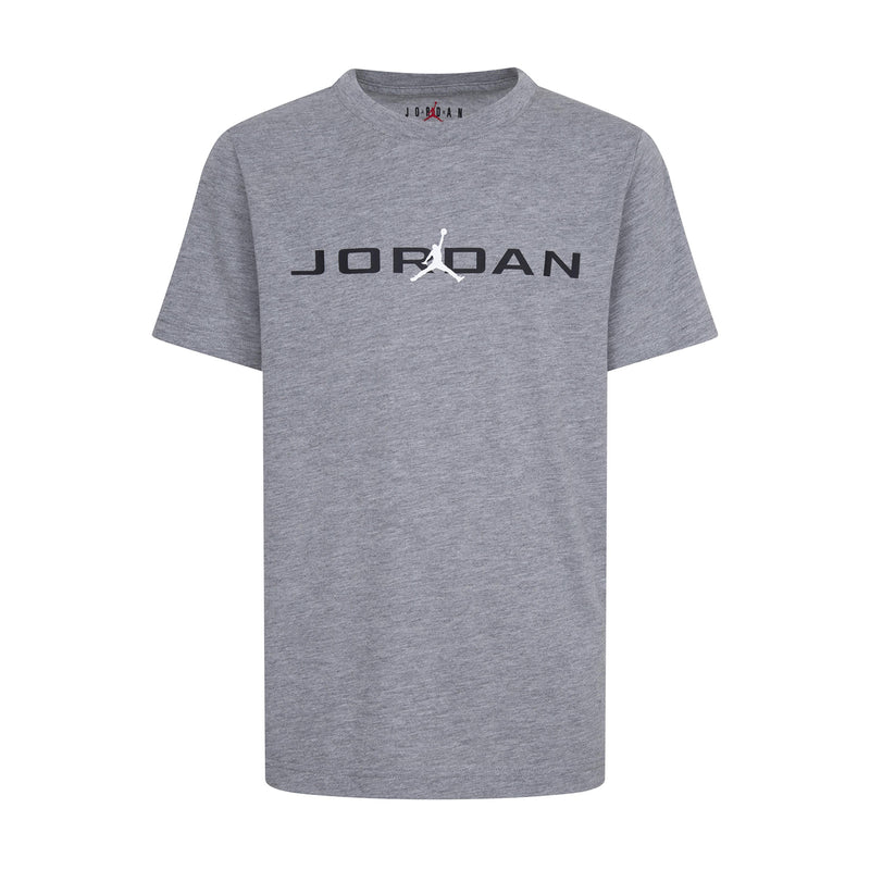 Youth carbon heather crewneck T-shirt with Jordan graphic logo