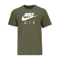 Men's olive Nike Air graphic T-shirt with front logo and AIR text