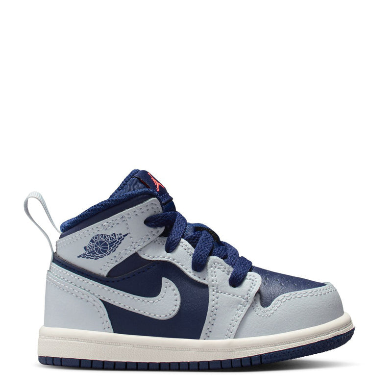 Toddler mid-top sneakers in blue and white with navy panels, lace-up, Air Jordan Jumpman