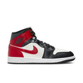 Women's Air Jordan 1 Mid sneakers, red, white and black high-top with lace-up