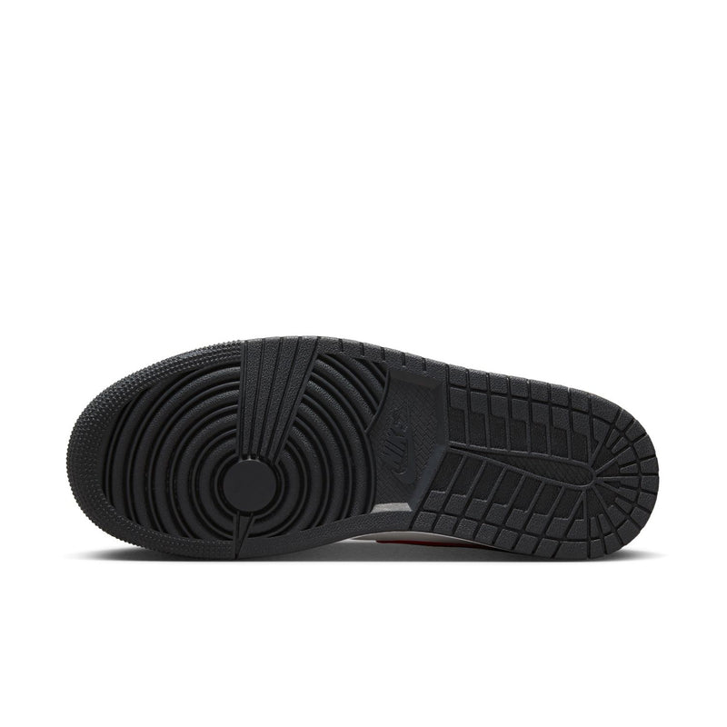 Women's Air Jordan 1 Mid sneakers, outsole view with textured black tread