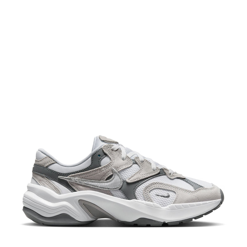 Women’s chunky lace-up sneakers in white, gray, and black with mesh panels